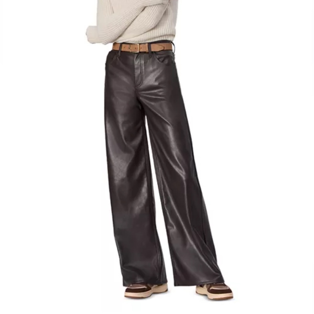 rag & bone Sofie Faux Leather Wide Leg Pants - size 30 - rich Brown - brand new